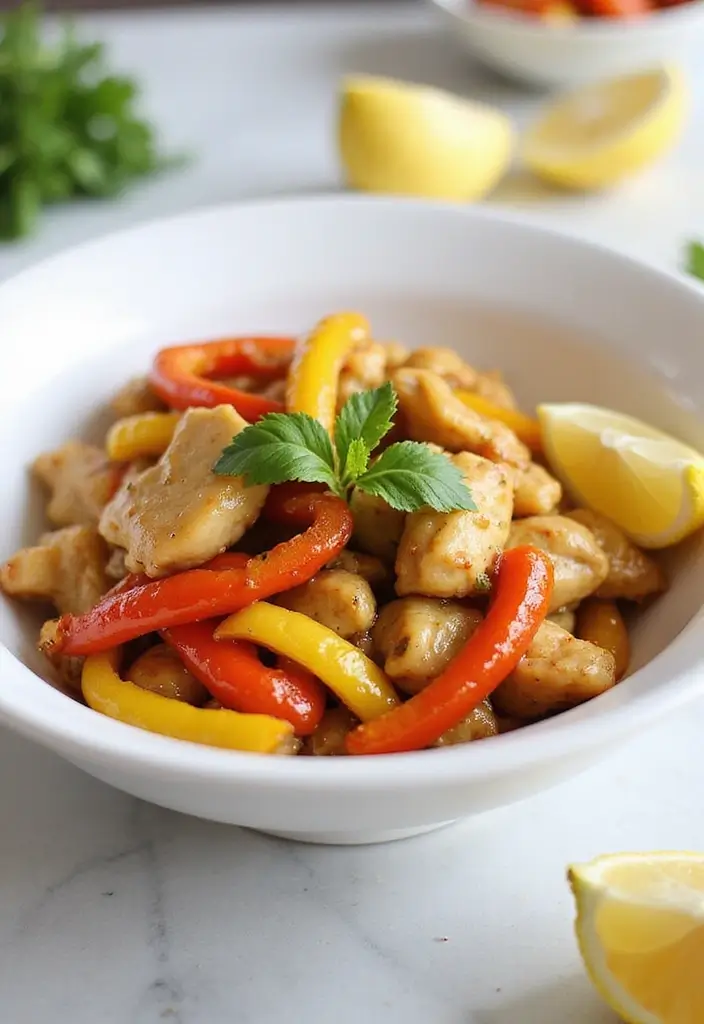 27 Chicken and Peppers Stir Fry Recipes That Pop with Color 3 27 Chicken and Peppers Stir Fry Recipes That Pop with Color - 2. Lemon-Garlic Chicken and Bell Peppers