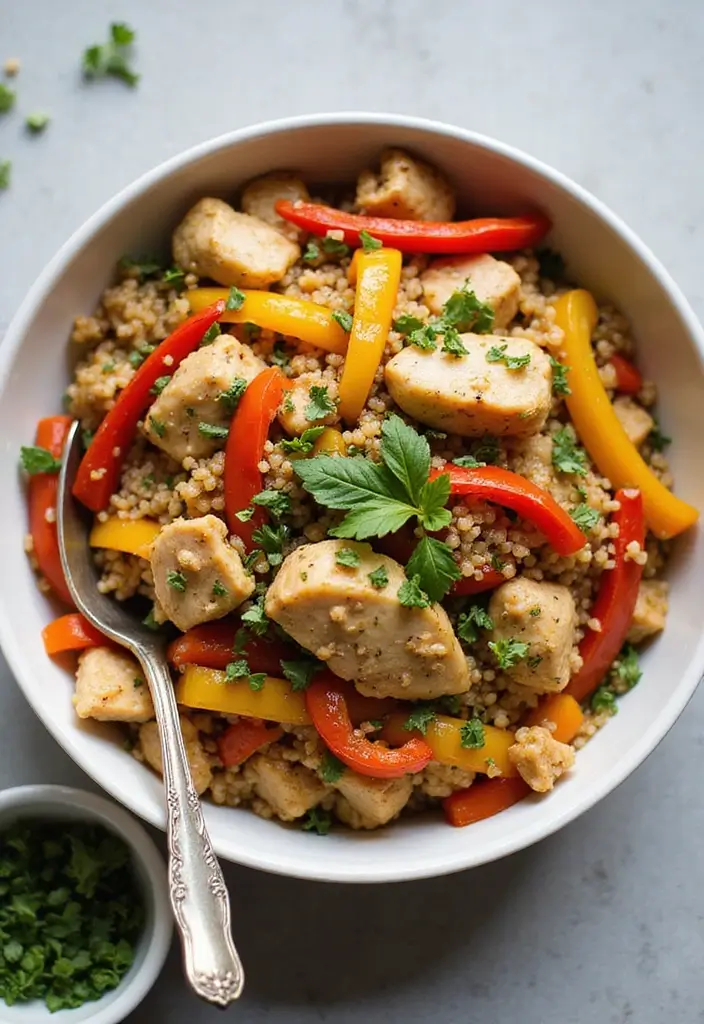 27 Chicken and Peppers Stir Fry Recipes That Pop with Color 8 27 Chicken and Peppers Stir Fry Recipes That Pop with Color - 7. Healthy Chicken and Peppers with Quinoa