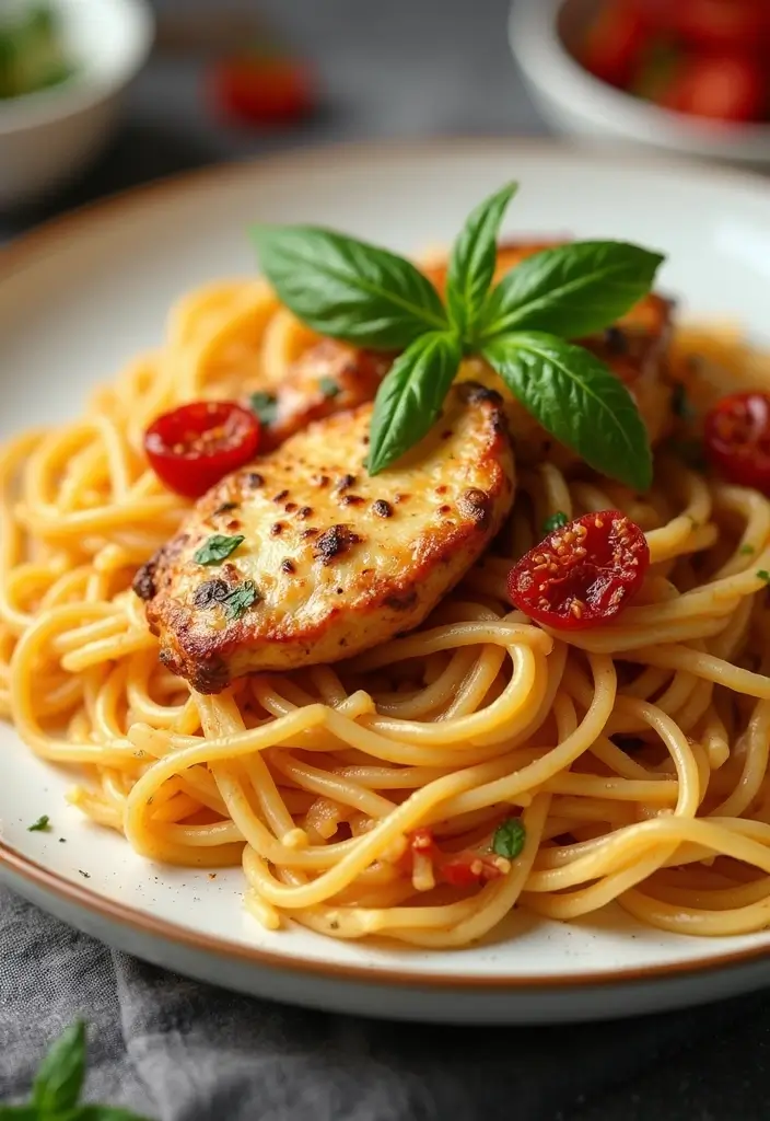27 Creamy Chicken and Noodles Recipes That Are Cozy & Filling 17 27 Creamy Chicken and Noodles Recipes That Are Cozy & Filling - 16. Creamy Sun-Dried Tomato Chicken and Noodles