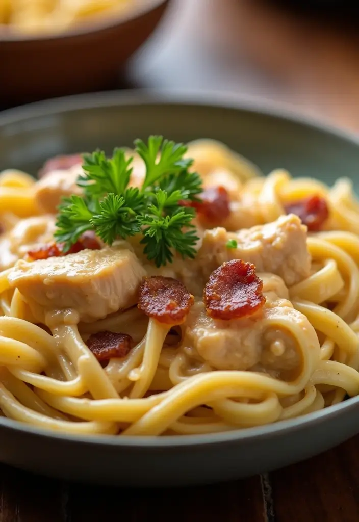 27 Creamy Chicken and Noodles Recipes That Are Cozy & Filling 19 27 Creamy Chicken and Noodles Recipes That Are Cozy & Filling - 18. Creamy Chicken and Bacon Noodles