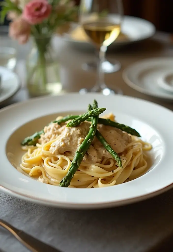 27 Creamy Chicken and Noodles Recipes That Are Cozy & Filling 22 27 Creamy Chicken and Noodles Recipes That Are Cozy & Filling - 21. Creamy Chicken and Asparagus Pasta