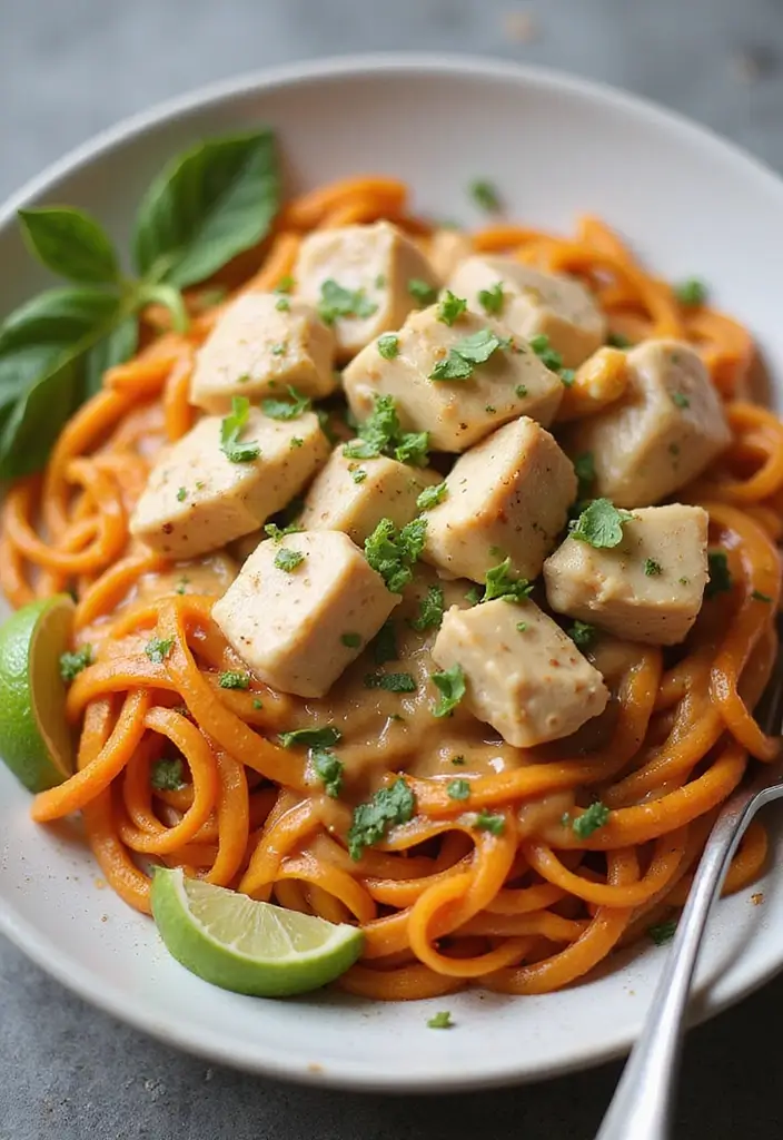 27 Creamy Chicken and Noodles Recipes That Are Cozy & Filling 23 27 Creamy Chicken and Noodles Recipes That Are Cozy & Filling - 22. Creamy Chicken and Sweet Potato Noodles