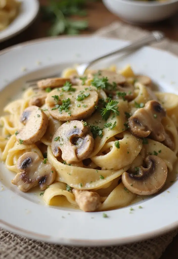 27 Creamy Chicken and Noodles Recipes That Are Cozy & Filling 4 27 Creamy Chicken and Noodles Recipes That Are Cozy & Filling - 3. Creamy Chicken and Mushroom Pasta