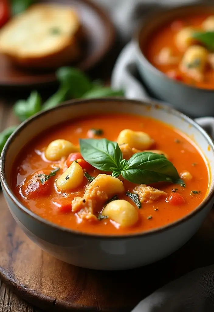 27 Easy Chicken Gnocchi Soup Recipes That Are Creamy & Delicious 4 27 Easy Chicken Gnocchi Soup Recipes That Are Creamy & Delicious - 3. Creamy Tomato Basil Chicken Gnocchi Soup