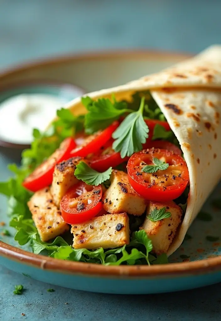 28 Chicken Caesar Salad Wrap Recipes That Are Perfect for Lunch - 22. Mediterranean Veggie Chicken Caesar Wrap