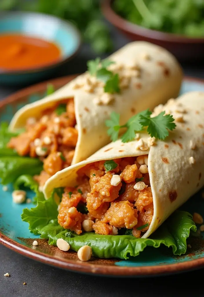 28 Chicken Caesar Salad Wrap Recipes That Are Perfect for Lunch - 6. Thai Peanut Chicken Caesar Wrap