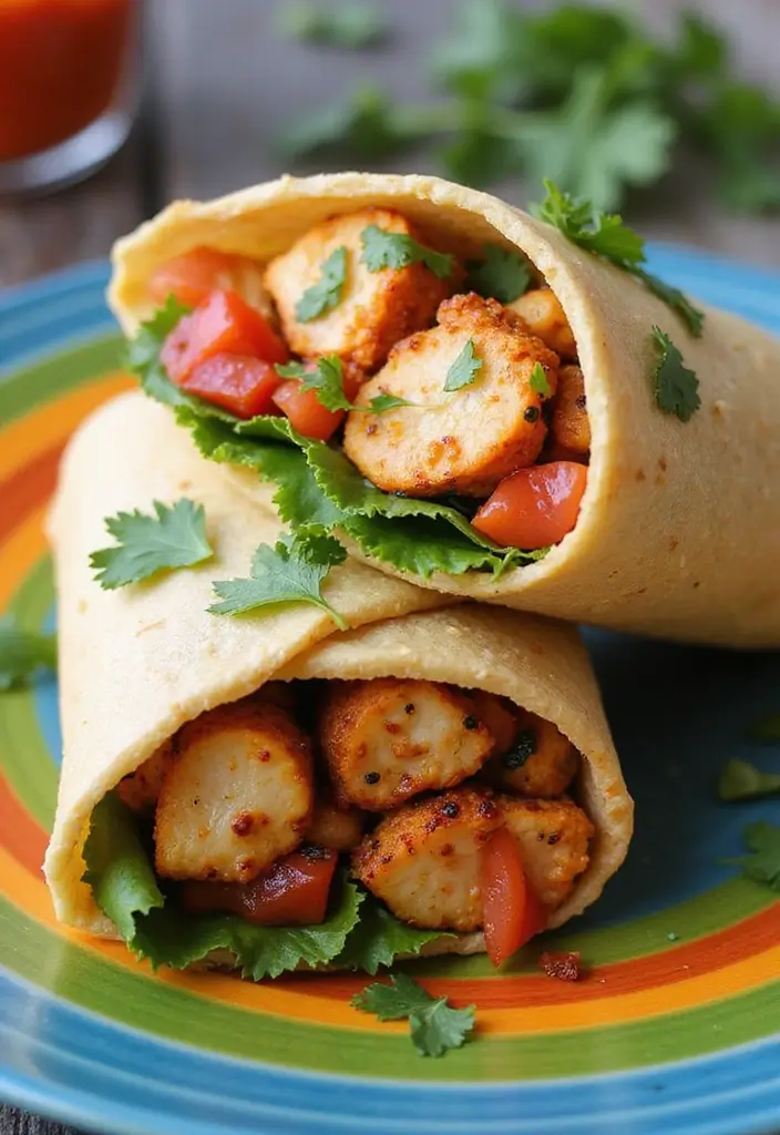28 Chicken Caesar Salad Wrap Recipes That Are Perfect for Lunch - 9. Tandoori Chicken Caesar Wrap