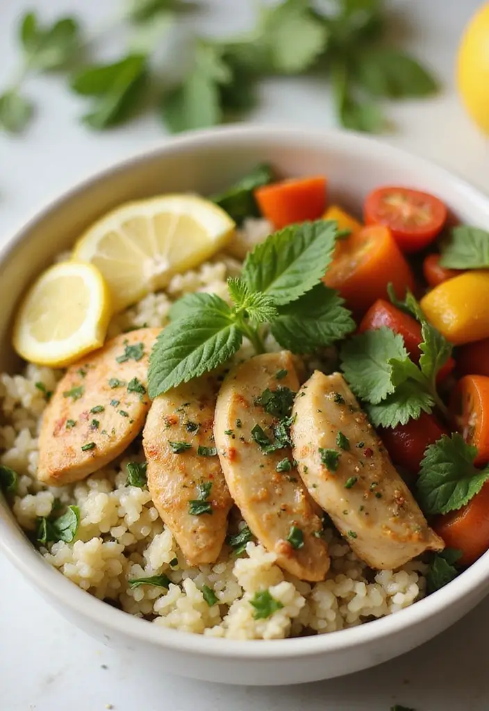 28 Chicken and Rice Bowl Recipes That Are Meal Prep Friendly 2 28 Chicken and Rice Bowl Recipes That Are Meal Prep Friendly - 1. Lemon Herb Chicken Rice Bowl