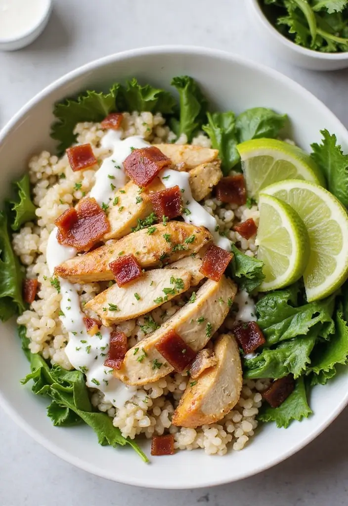 28 Chicken and Rice Bowl Recipes That Are Meal Prep Friendly 20 28 Chicken and Rice Bowl Recipes That Are Meal Prep Friendly - 19. Chicken and Bacon Ranch Rice Bowl