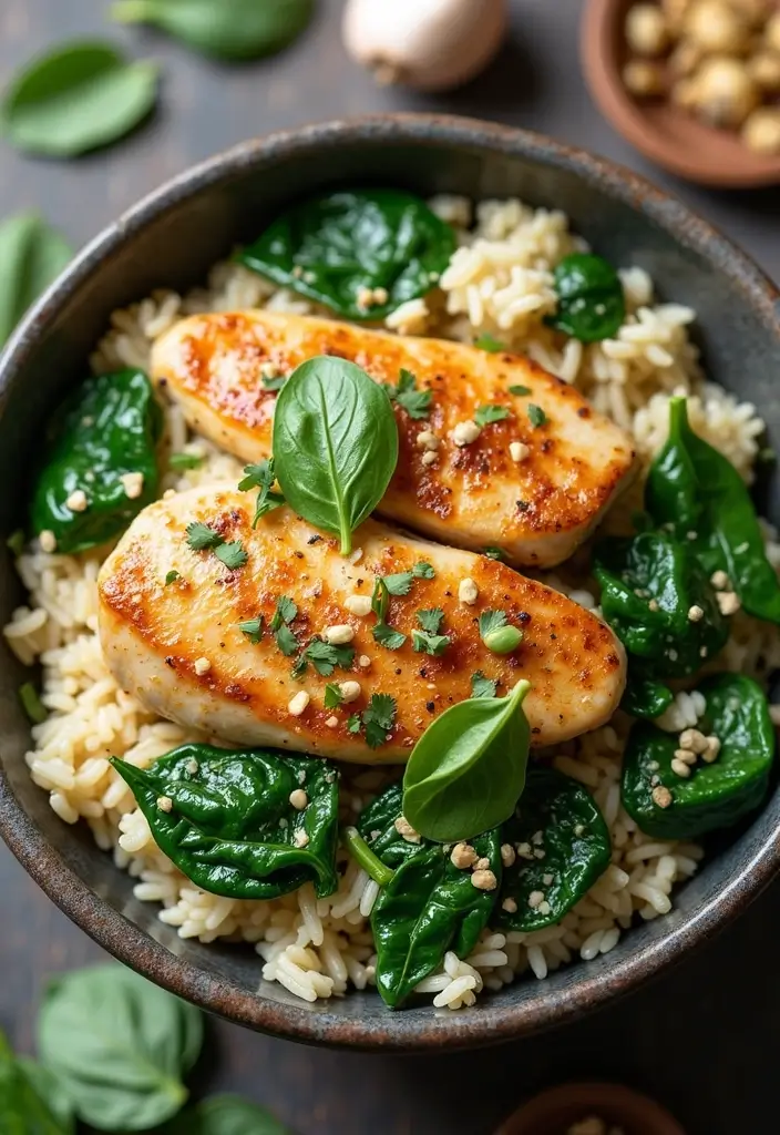 28 Chicken and Rice Bowl Recipes That Are Meal Prep Friendly 22 28 Chicken and Rice Bowl Recipes That Are Meal Prep Friendly - 21. Chicken and Spinach Rice Bowl