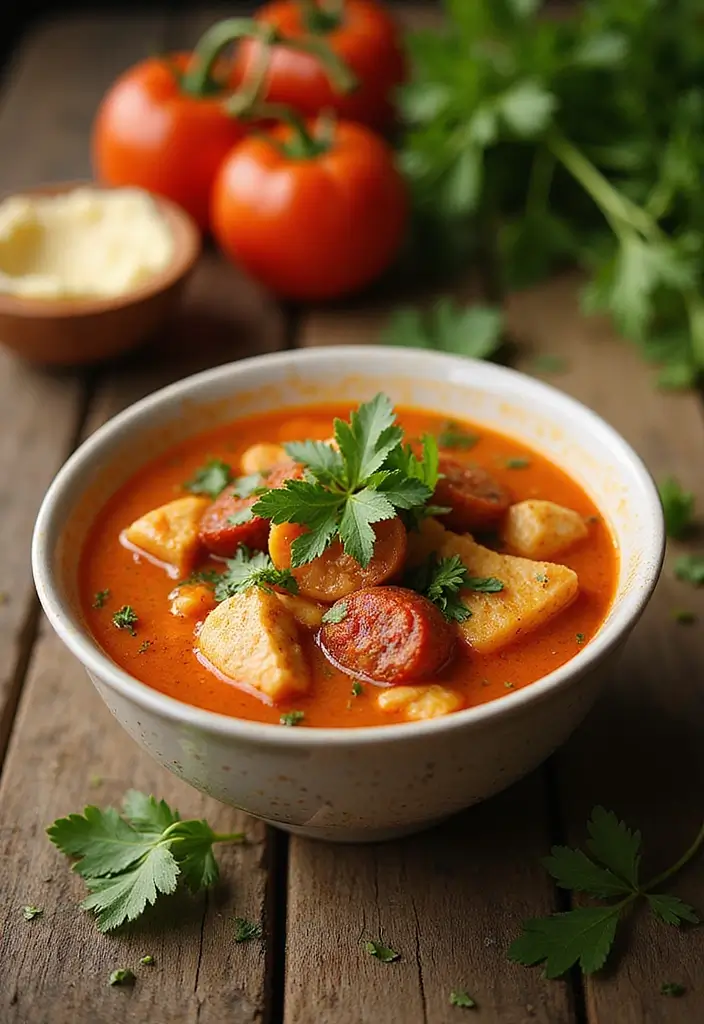 28 Easy Chicken Soup Recipes with 5 Ingredients That Save Time 23 28 Easy Chicken Soup Recipes with 5 Ingredients That Save Time - 22. Chicken and Chorizo Soup