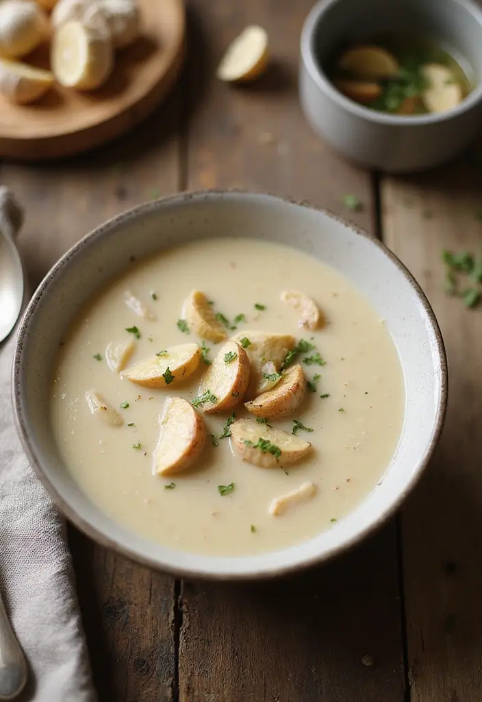 29 Cream of Chicken Soup Recipes That Are Smooth & Satisfying 17 29 Cream of Chicken Soup Recipes That Are Smooth & Satisfying - 16. Cream of Chicken Soup with Roasted Garlic