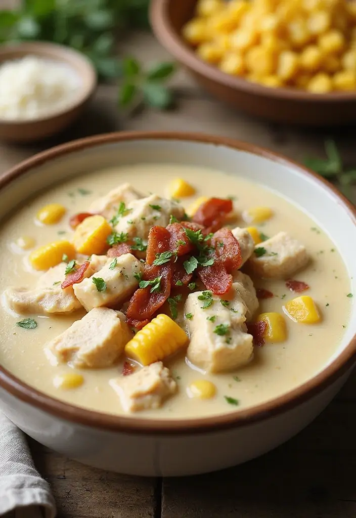 29 Cream of Chicken Soup Recipes That Are Smooth & Satisfying 21 29 Cream of Chicken Soup Recipes That Are Smooth & Satisfying - 20. Cream of Chicken Soup with Corn and Bacon