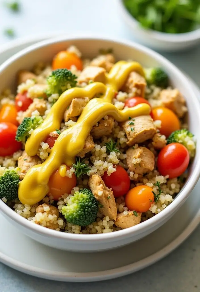 29 Creamy Honey Mustard Chicken Recipes That Feel Balanced & Sweet 11 29 Creamy Honey Mustard Chicken Recipes That Feel Balanced & Sweet - 10. Honey Mustard Chicken Quinoa Bowls