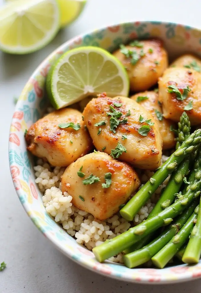 29 Honey Lime Chicken Bowl Recipes That Are Fresh and Tangy 21 29 Honey Lime Chicken Bowl Recipes That Are Fresh and Tangy - 20. Honey Lime Chicken and Asparagus Bowl