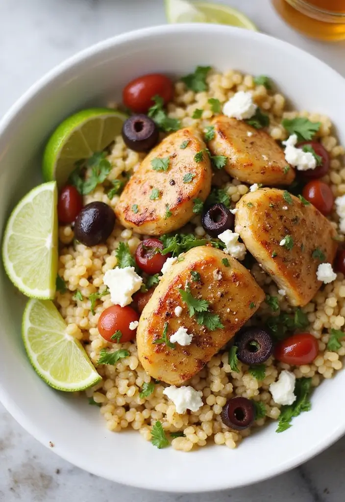 29 Honey Lime Chicken Bowl Recipes That Are Fresh and Tangy 7 29 Honey Lime Chicken Bowl Recipes That Are Fresh and Tangy - 6. Mediterranean Honey Lime Chicken Bowl