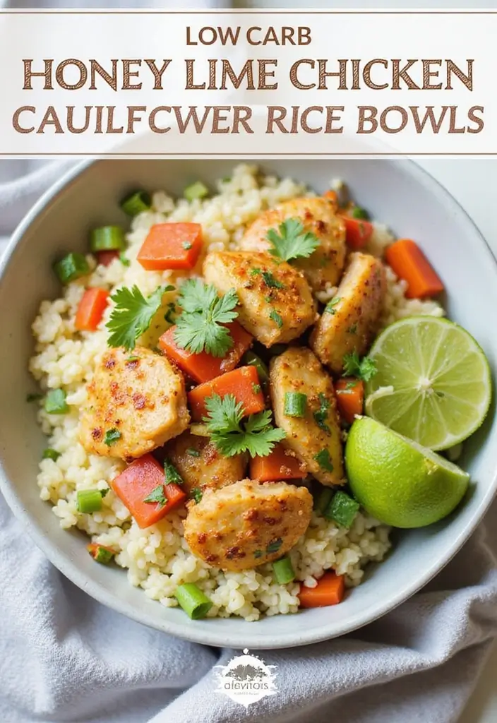 29 Honey Lime Chicken Bowl Recipes That Are Fresh and Tangy 9 29 Honey Lime Chicken Bowl Recipes That Are Fresh and Tangy - 8. Honey Lime Chicken Cauliflower Rice Bowl