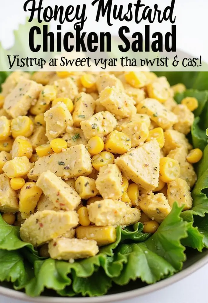 29 Honey Mustard Chicken Salad Recipes That Are Crisp & Refreshing 17 29 Honey Mustard Chicken Salad Recipes That Are Crisp & Refreshing - 16. Honey Mustard Chicken Salad with Corn