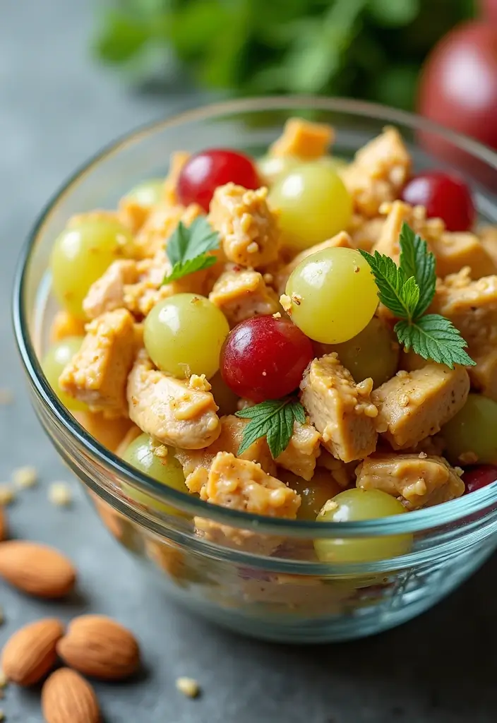 29 Honey Mustard Chicken Salad Recipes That Are Crisp & Refreshing 3 29 Honey Mustard Chicken Salad Recipes That Are Crisp & Refreshing - 2. Honey Mustard Chicken Salad with Grapes and Almonds
