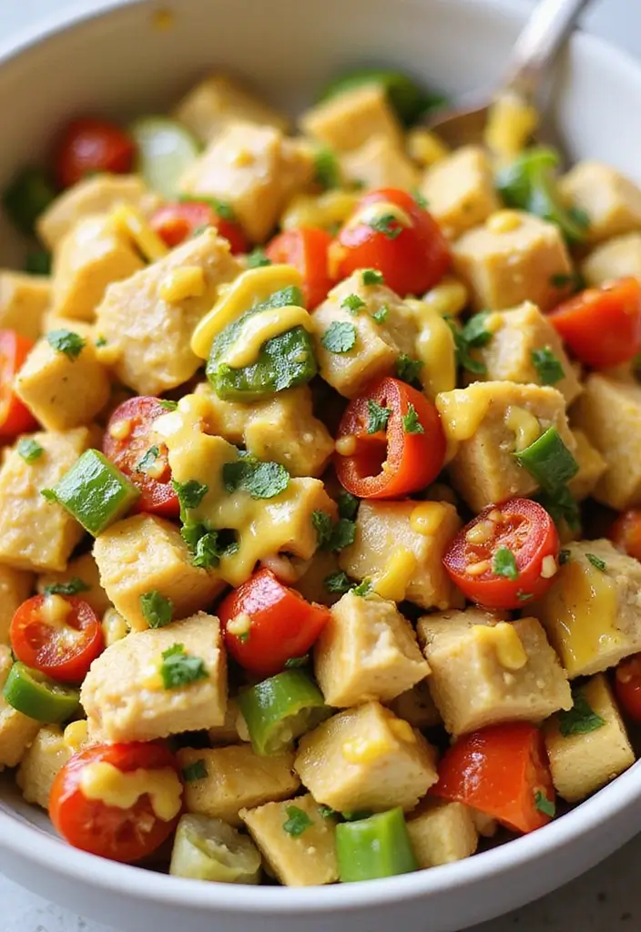 29 Honey Mustard Chicken Salad Recipes That Are Crisp & Refreshing 22 29 Honey Mustard Chicken Salad Recipes That Are Crisp & Refreshing - 21. Honey Mustard Chicken Salad with Peppers and Onions