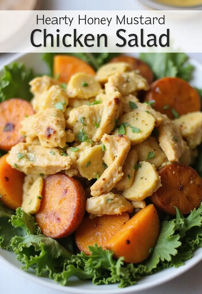 29 Honey Mustard Chicken Salad Recipes That Are Crisp & Refreshing 25 29 Honey Mustard Chicken Salad Recipes That Are Crisp & Refreshing - 24. Honey Mustard Chicken Salad with Sweet Potato