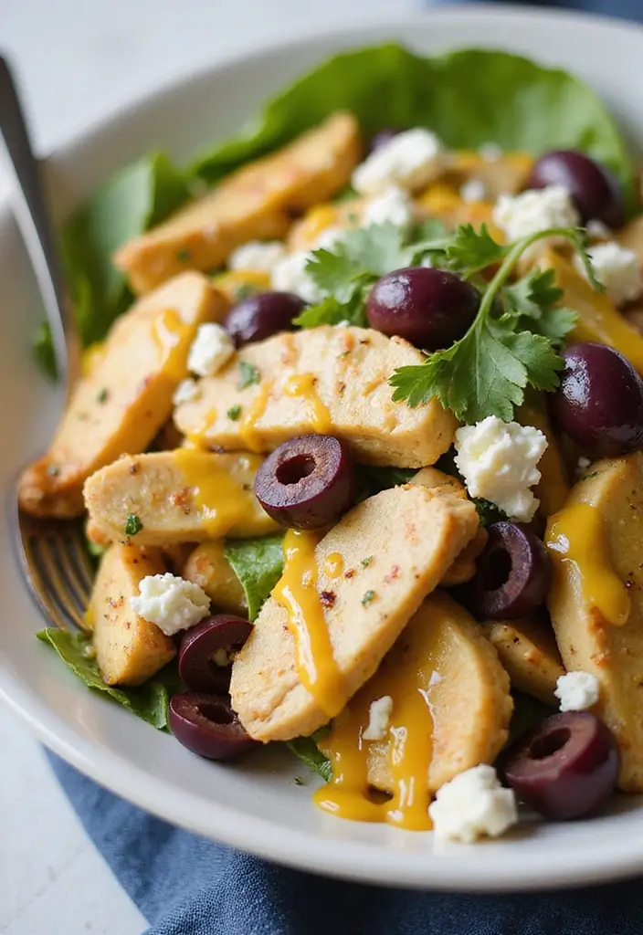 29 Honey Mustard Chicken Salad Recipes That Are Crisp & Refreshing 29 29 Honey Mustard Chicken Salad Recipes That Are Crisp & Refreshing - 28. Honey Mustard Chicken Salad with Feta and Olives