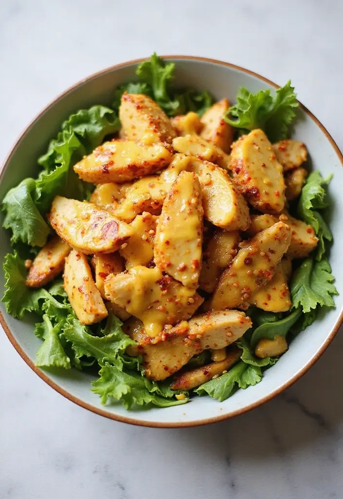29 Honey Mustard Chicken Salad Recipes That Are Crisp & Refreshing 7 29 Honey Mustard Chicken Salad Recipes That Are Crisp & Refreshing - 6. Spicy Honey Mustard Chicken Salad