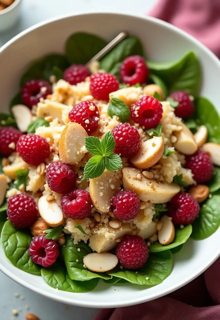 29 No Mayo Chicken Salad Recipes That Are Light & Refreshing 14 29 No Mayo Chicken Salad Recipes That Are Light & Refreshing - 13. Raspberry Almond Chicken Salad