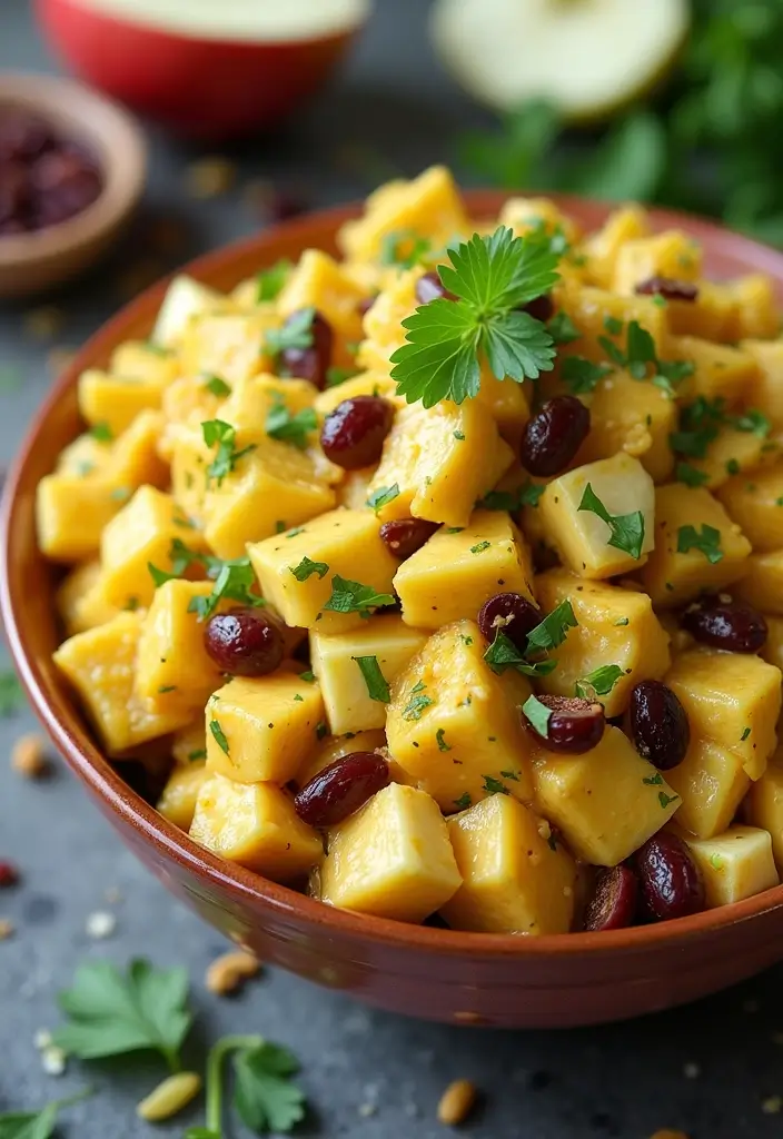 29 No Mayo Chicken Salad Recipes That Are Light & Refreshing 4 29 No Mayo Chicken Salad Recipes That Are Light & Refreshing - 3. Curry Chicken Salad with Apples