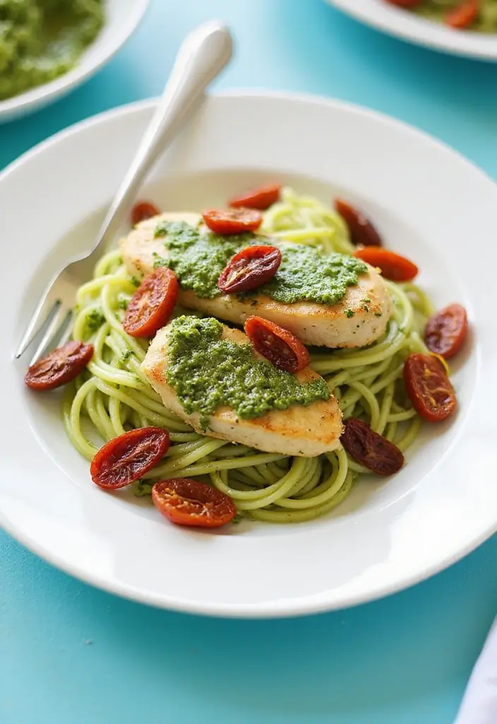 30 Chicken Angel Hair Pasta Recipes That Are Light & Creamy 4 30 Chicken Angel Hair Pasta Recipes That Are Light & Creamy - 3. Pesto Chicken Angel Hair Delight