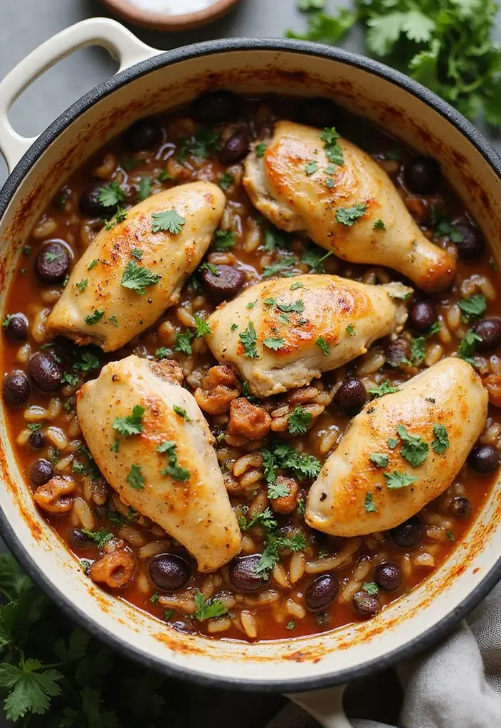 30 Chicken Black Beans and Rice Recipes That Are Filling & Flavorful 16 30 Chicken Black Beans and Rice Recipes That Are Filling & Flavorful - 15. One-Pot Chicken Black Bean and Rice Bake