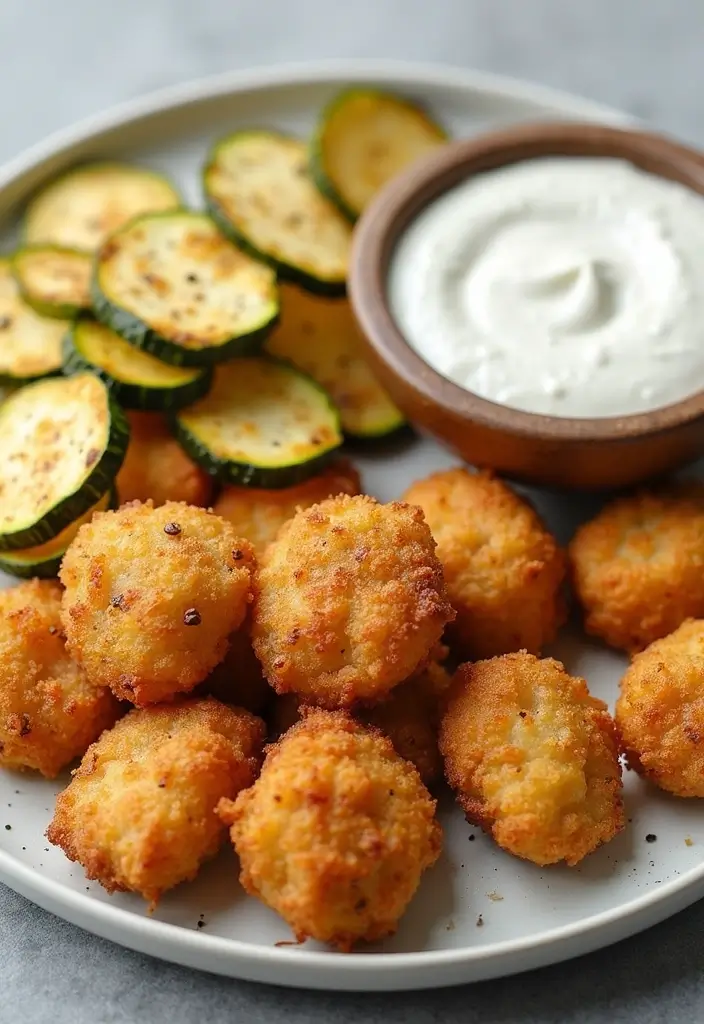30 Chicken Nuggets and Chips Combos That Kids Will Love 2 30 Chicken Nuggets and Chips Combos That Kids Will Love - 1. Baked Chicken Nuggets and Zucchini Chips