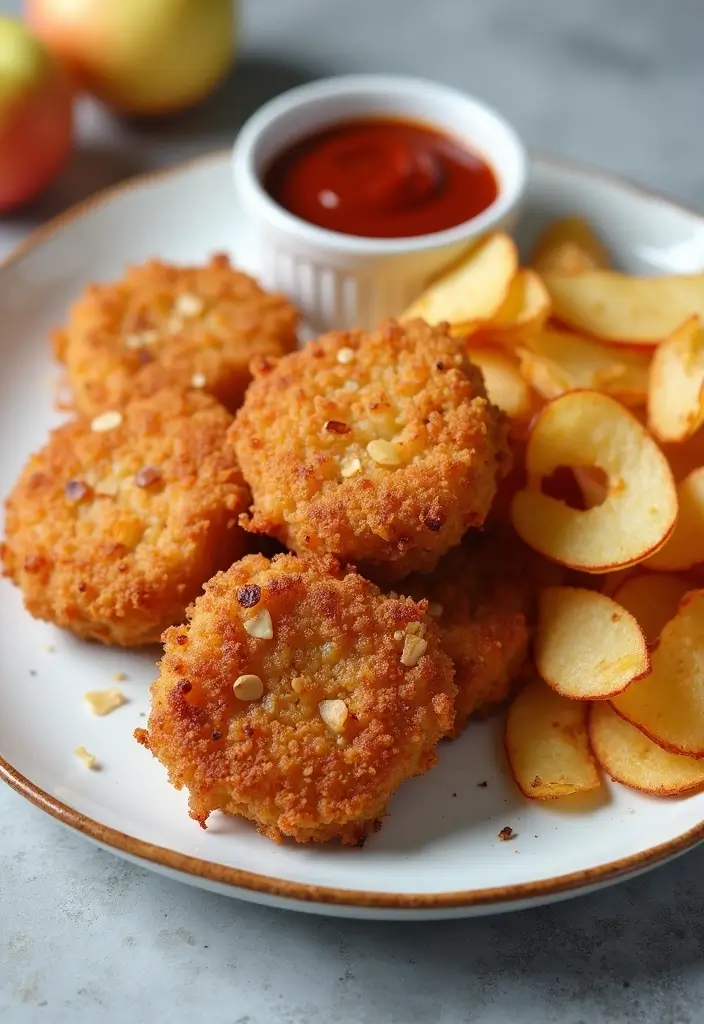 30 Chicken Nuggets and Chips Combos That Kids Will Love 11 30 Chicken Nuggets and Chips Combos That Kids Will Love - 10. Almond-Crusted Chicken Nuggets with Apple Chips