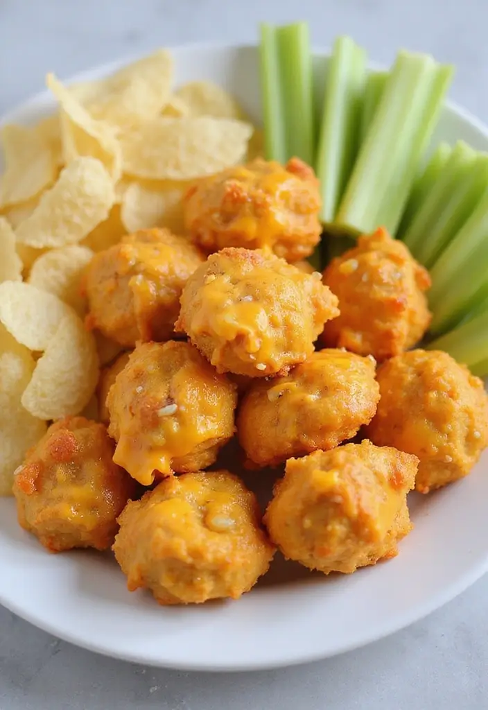 30 Chicken Nuggets and Chips Combos That Kids Will Love 16 30 Chicken Nuggets and Chips Combos That Kids Will Love - 15. Cheesy Chicken Nuggets with Celery Chips