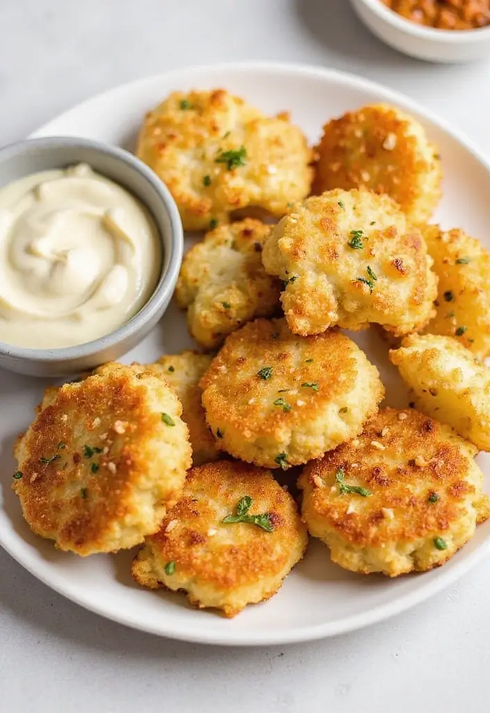 30 Chicken Nuggets and Chips Combos That Kids Will Love 20 30 Chicken Nuggets and Chips Combos That Kids Will Love - 19. Garlic Parmesan Chicken Nuggets with Cauliflower Chips