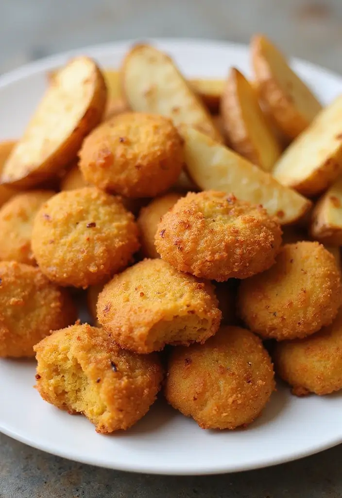 30 Chicken Nuggets and Chips Combos That Kids Will Love 5 30 Chicken Nuggets and Chips Combos That Kids Will Love - 4. Chickpea Nuggets with Baked Potato Wedges