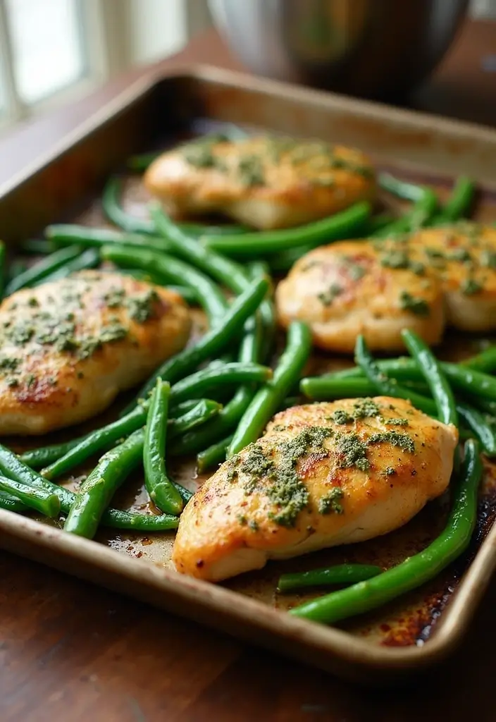 30 Chicken and Green Beans Recipes That Are Healthy and Simple 4 30 Chicken and Green Beans Recipes That Are Healthy and Simple - 3. One-Pan Pesto Chicken and Green Beans