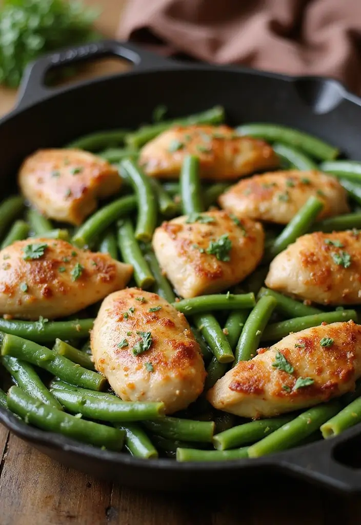 30 Chicken and Green Beans Recipes That Are Healthy and Simple 31 30 Chicken and Green Beans Recipes That Are Healthy and Simple - 30. Savory Chicken and Green Beans Skillet