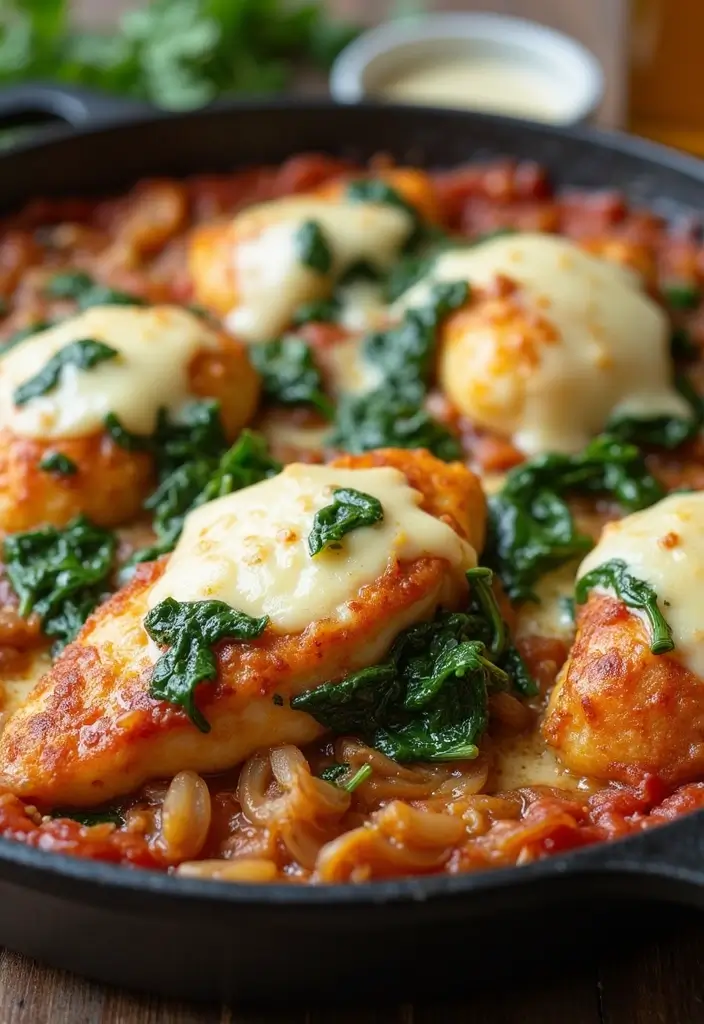 30 French Onion Chicken Bake Recipes That Are Ooey-Gooey Delicious 15 30 French Onion Chicken Bake Recipes That Are Ooey-Gooey Delicious - 14. French Onion Chicken Bake with Spinach