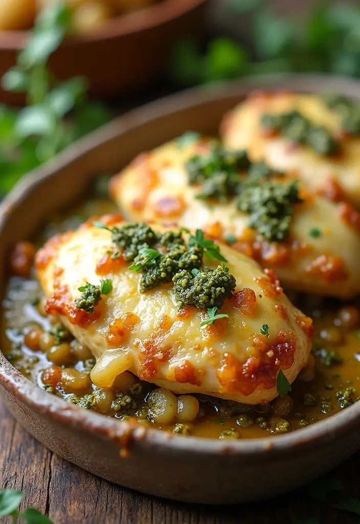 30 French Onion Chicken Bake Recipes That Are Ooey-Gooey Delicious 16 30 French Onion Chicken Bake Recipes That Are Ooey-Gooey Delicious - 15. French Onion Chicken Bake with Pesto