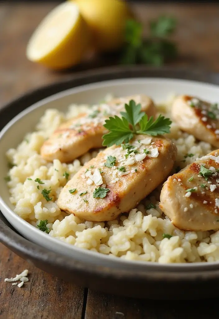 30 One Pot Chicken and Rice Recipes That Are Comfort in a Bowl 4 30 One Pot Chicken and Rice Recipes That Are Comfort in a Bowl - 3. Creamy Garlic Chicken and Rice