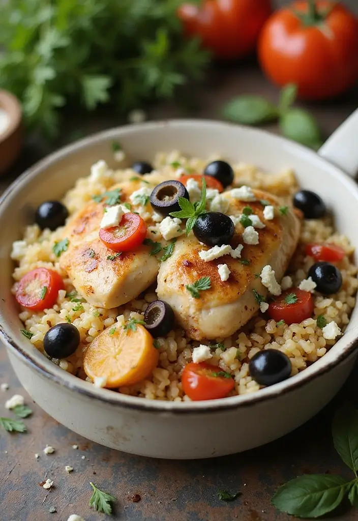 30 One Pot Chicken and Rice Recipes That Are Comfort in a Bowl 6 30 One Pot Chicken and Rice Recipes That Are Comfort in a Bowl - 5. Mediterranean Chicken and Rice