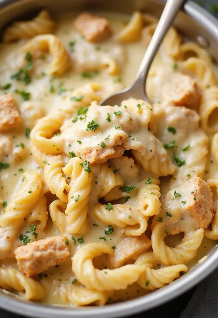 30 Pasta with Rotisserie Chicken Recipes That Use Leftovers Perfectly 2 30 Pasta with Rotisserie Chicken Recipes That Use Leftovers Perfectly - 1. Creamy Chicken Alfredo Pasta Bake