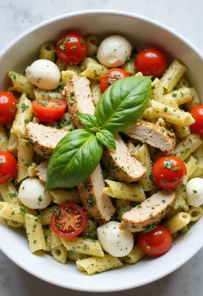 30 Pasta with Rotisserie Chicken Recipes That Use Leftovers Perfectly 3 30 Pasta with Rotisserie Chicken Recipes That Use Leftovers Perfectly - 2. Pesto Rotisserie Chicken Pasta Salad