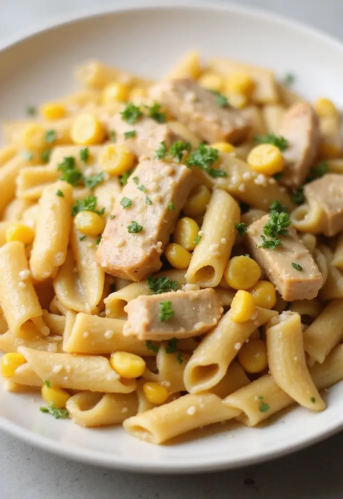 30 Pasta with Rotisserie Chicken Recipes That Use Leftovers Perfectly 28 30 Pasta with Rotisserie Chicken Recipes That Use Leftovers Perfectly - 27. Chicken and Corn Pasta