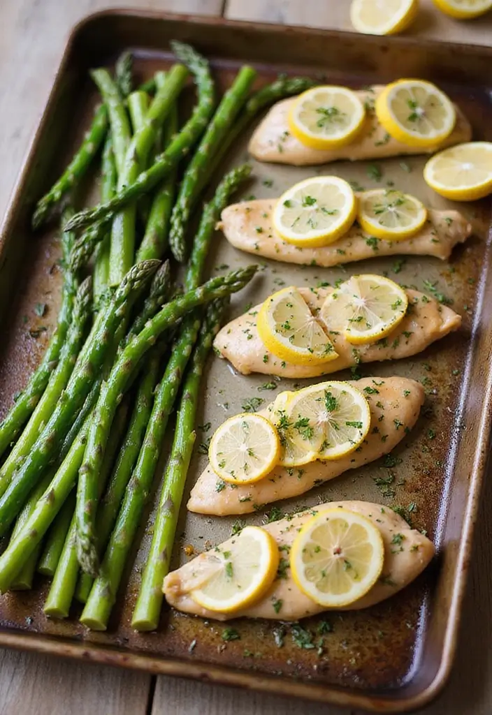 30 Sheet Pan Chicken and Veggies Recipes That Make Weeknight Dinners Easy 2 30 Sheet Pan Chicken and Veggies Recipes That Make Weeknight Dinners Easy - 1. Lemon Herb Chicken with Asparagus