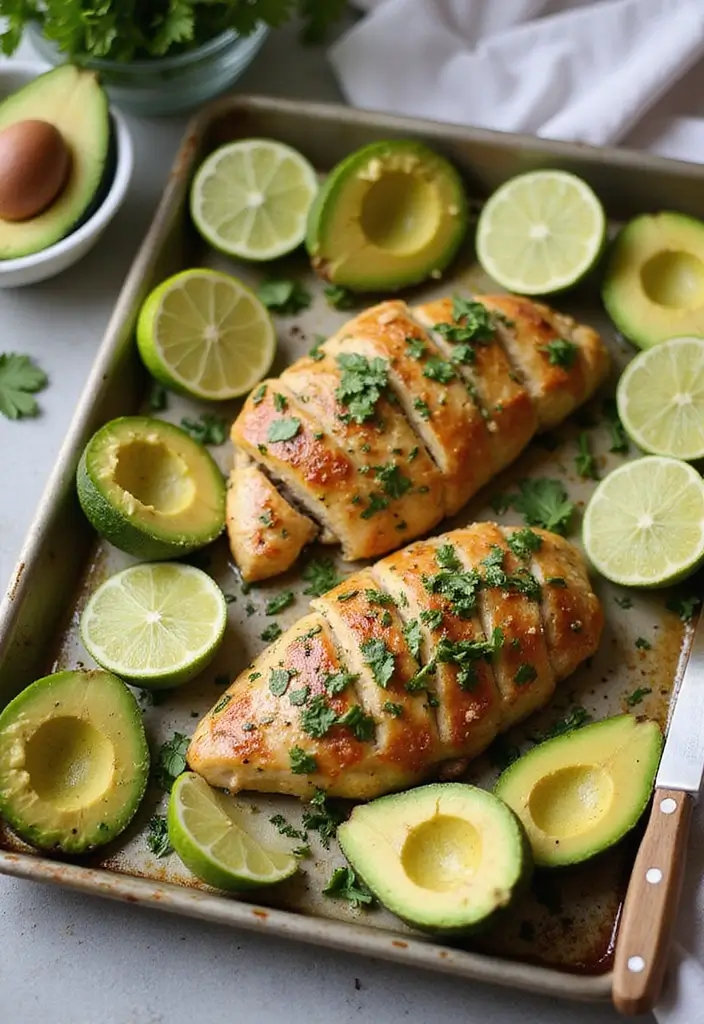 30 Sheet Pan Chicken and Veggies Recipes That Make Weeknight Dinners Easy 12 30 Sheet Pan Chicken and Veggies Recipes That Make Weeknight Dinners Easy - 11. Cilantro Lime Chicken with Avocado