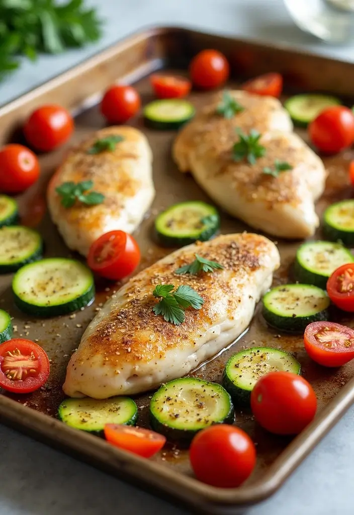 30 Sheet Pan Chicken and Veggies Recipes That Make Weeknight Dinners Easy 6 30 Sheet Pan Chicken and Veggies Recipes That Make Weeknight Dinners Easy - 5. Italian Herb Chicken with Zucchini and Tomatoes