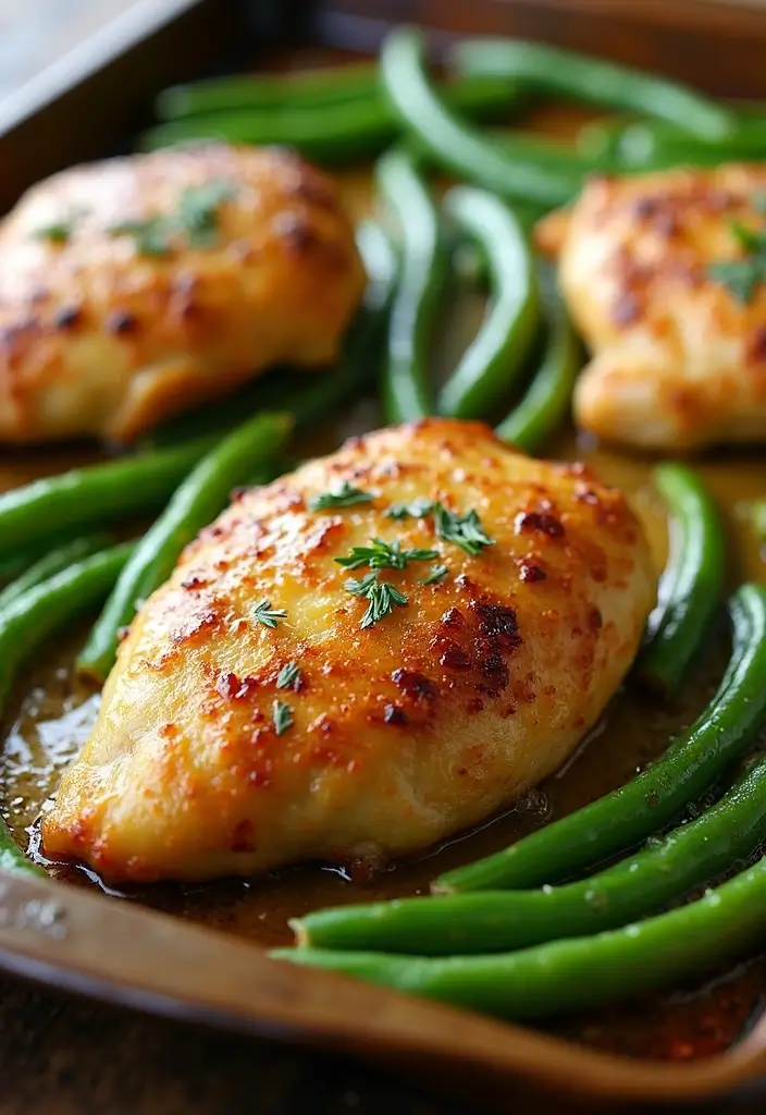 30 Sheet Pan Chicken and Veggies Recipes That Make Weeknight Dinners Easy 8 30 Sheet Pan Chicken and Veggies Recipes That Make Weeknight Dinners Easy - 7. Garlic Butter Chicken Thighs with Green Beans