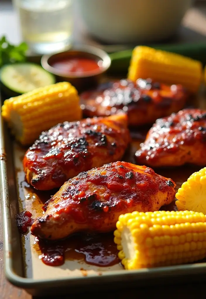 30 Sheet Pan Chicken and Veggies Recipes That Make Weeknight Dinners Easy 9 30 Sheet Pan Chicken and Veggies Recipes That Make Weeknight Dinners Easy - 8. BBQ Chicken with Corn and Zucchini